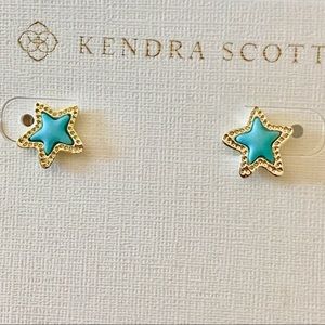 KS Jae Star Light Blue/gold tone border studs